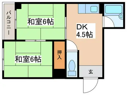 ロイヤル今川(2DK/4階)の間取り写真