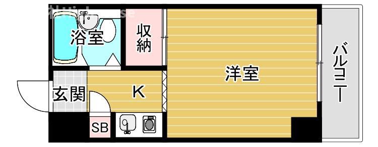ハイツしらゆり(ワンルーム/4階)の間取り写真