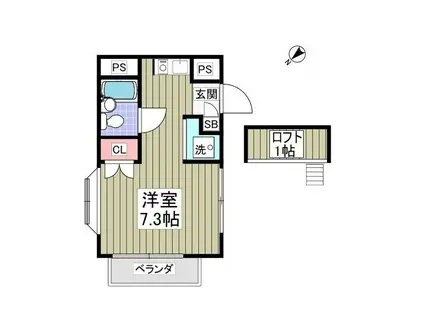 フローラルコートIII(ワンルーム/2階)の間取り写真