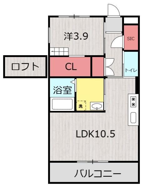バンベールノース(1LDK/3階)の間取り写真