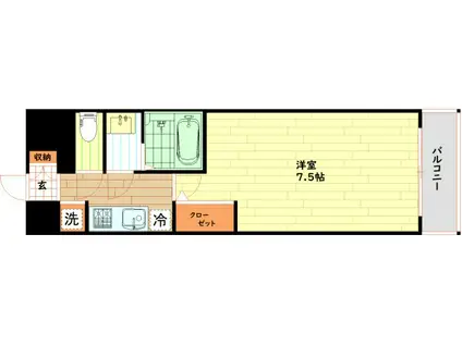 レインボーコート南堀江(1K/3階)の間取り写真