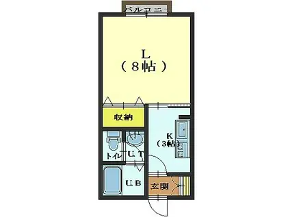 ソレイユSII(1K/2階)の間取り写真