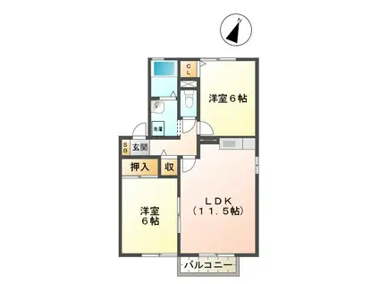 エルバルト高岡(2LDK/2階)の間取り写真