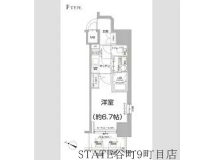 エスリード大阪上本町ブランジュ(1K/6階)の間取り写真
