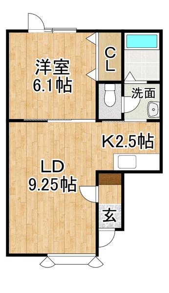 ESPOIR2004(1LDK/1階)の間取り写真