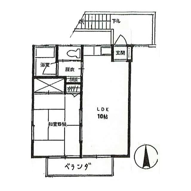八幡Sハイム(1LDK/2階)の間取り写真