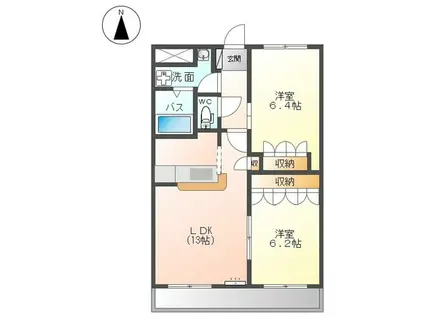 サンタモニカ長良(2LDK/3階)の間取り写真