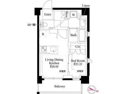 343レジデンス品川(1LDK/2階)の間取り写真