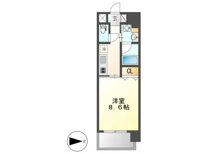 オープンブルーム八田(1K/12階)の間取り写真