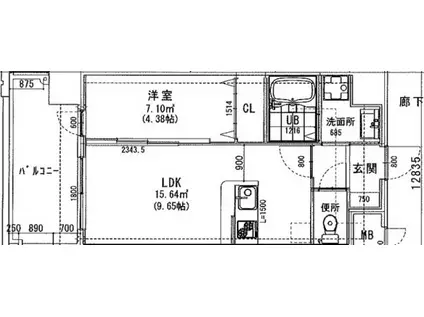 ラシュール・イン大橋II(1LDK/5階)の間取り写真