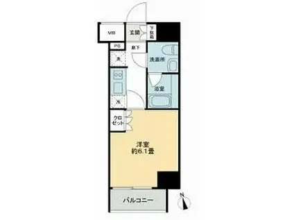 KDA GOTENYAMA(1K/7階)の間取り写真