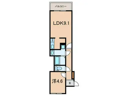 サンプット東仲ノ町(1LDK/4階)の間取り写真