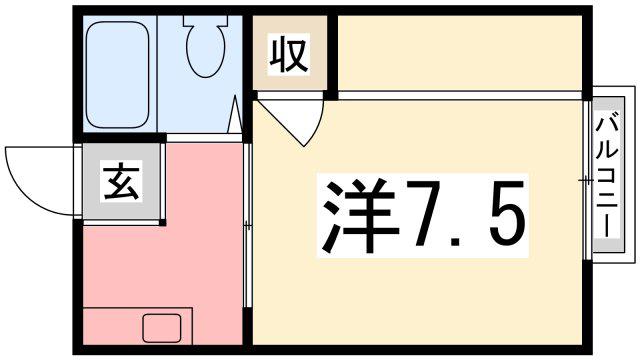 パナハイツアロウ(1K/2階)の間取り写真