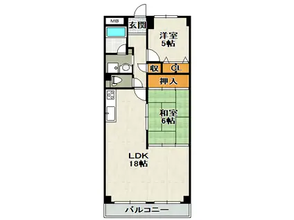 ラフィネ芳樹(2LDK/1階)の間取り写真