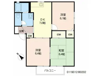 エクセルコートB棟(3DK/2階)の間取り写真