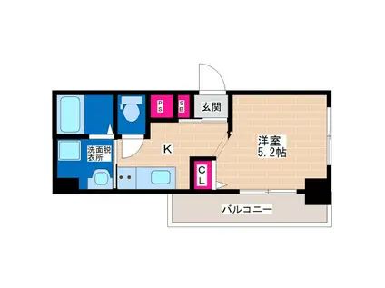 ヴェッセル背戸口(1K/7階)の間取り写真