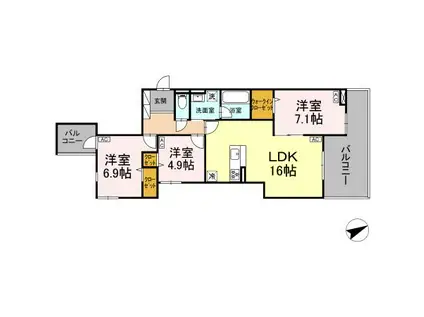 ディーレジデンス稲城(3LDK/4階)の間取り写真