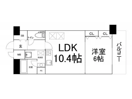 セイル淀屋橋(1LDK/15階)の間取り写真