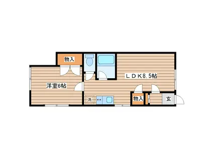 カ ー サ ・ レ イ(1LDK/1階)の間取り写真