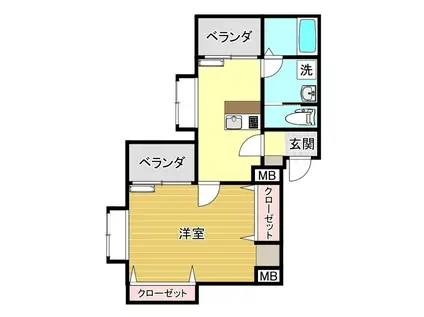 グローリー綾羅木(1DK/3階)の間取り写真