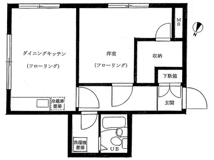 スカイコート目黒(1DK/3階)の間取り写真