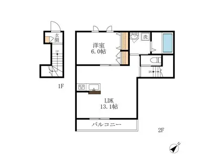 BLESSED COURT(1LDK/2階)の間取り写真