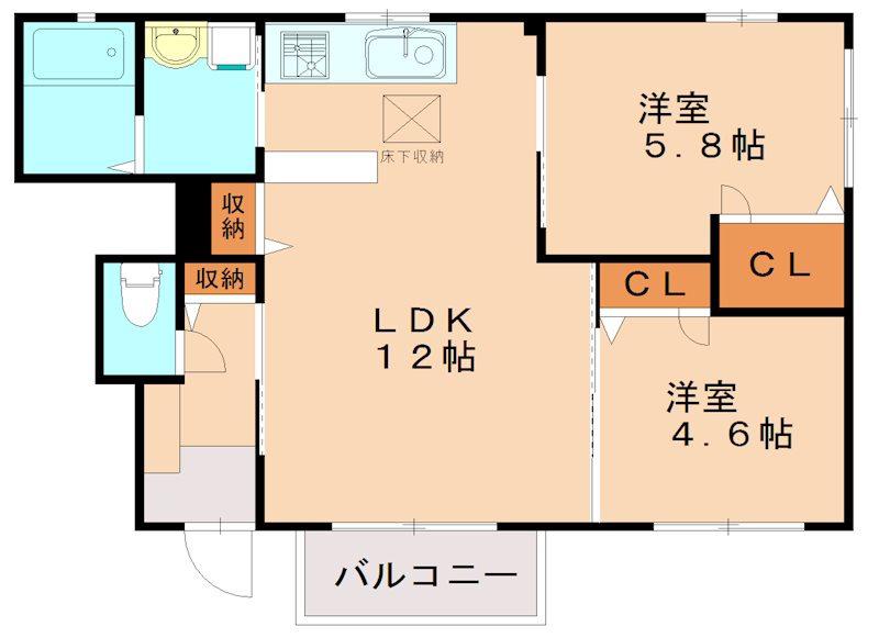 ロズィールコート(2LDK/1階)の間取り写真