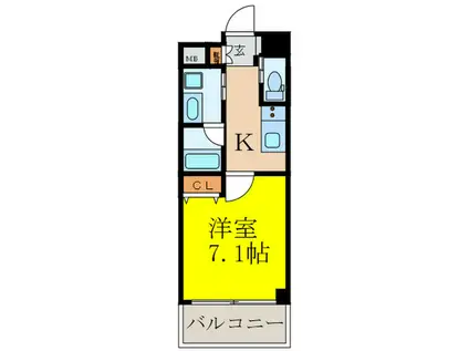 クローバー・レジデンス江坂(1K/8階)の間取り写真