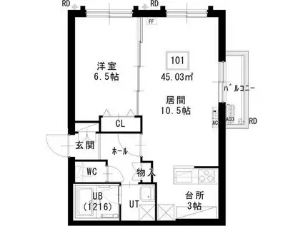 ノヴァ白石-II(1LDK/2階)の間取り写真