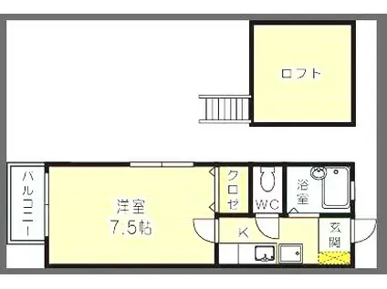 MOON江南町(1K/2階)の間取り写真