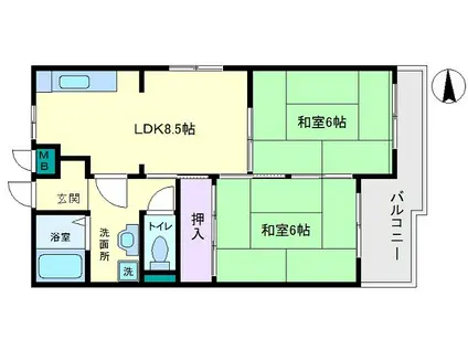 ベルメゾン住吉(2LDK/2階)の間取り写真