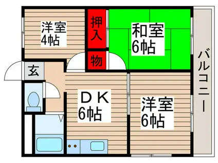 コーポ川間(3DK/2階)の間取り写真