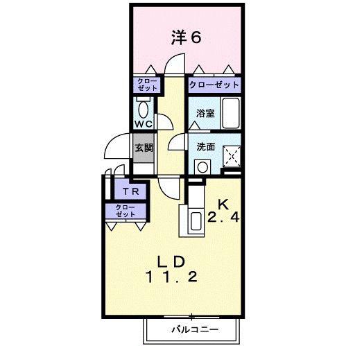ジェルメ松陰(1LDK/1階)の間取り写真