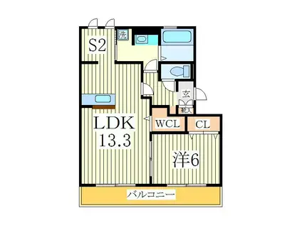 クレーストS(1LDK/2階)の間取り写真