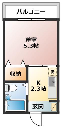 横須賀ヒルトップレジデンス(1K/1階)の間取り写真