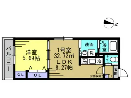メゾン・ド・PLUM蘇我(1LDK/1階)の間取り写真