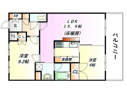 アルファステイツ三田駅前(2LDK/4階)の間取り写真