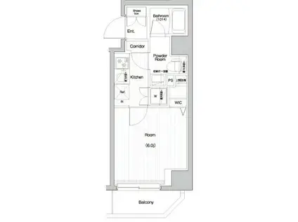 PREMIUM CUBE関内(1K/2階)の間取り写真