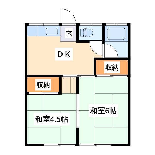 正栄荘(2DK/2階)の間取り写真