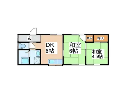 伊豆宮ハイツ F(2K/1階)の間取り写真