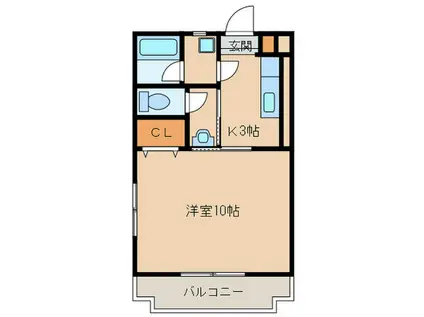 グリーンハート(1K/2階)の間取り写真