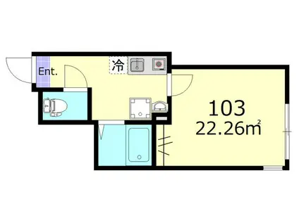 フェリス町屋(1K/1階)の間取り写真