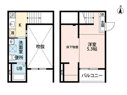 REFINED TASTE三吉(1K/1階)の間取り写真