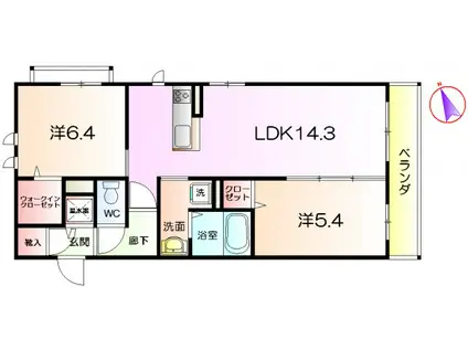 シャーメゾン三国ヶ丘(2LDK/1階)の間取り写真
