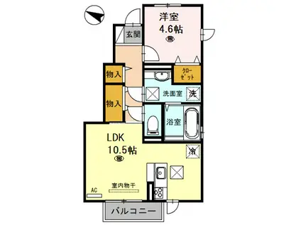 PLACIDO(1LDK/1階)の間取り写真