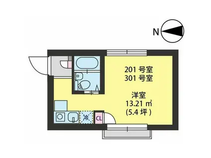 VILLA YUTAKACHO(ワンルーム/3階)の間取り写真