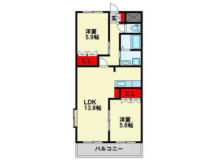 VERS LAVENIR(2LDK/2階)の間取り写真