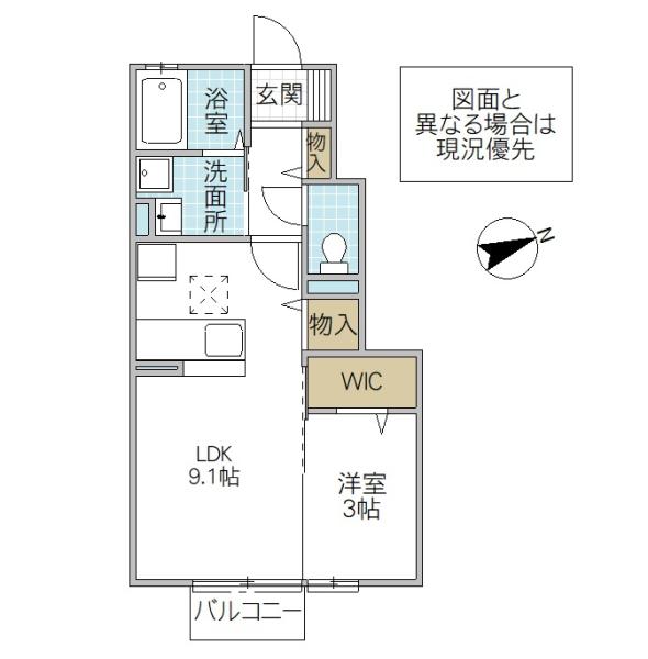 ソレアード B(1LDK/1階)の間取り写真