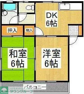 三上ハイツII(2DK/1階)の間取り写真
