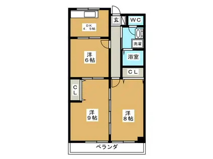 レジデンスジュイエ(3K/3階)の間取り写真